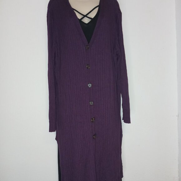 UGC Time & Tru Maroon Long Button down sweater size 20 - Picture 11 of 13